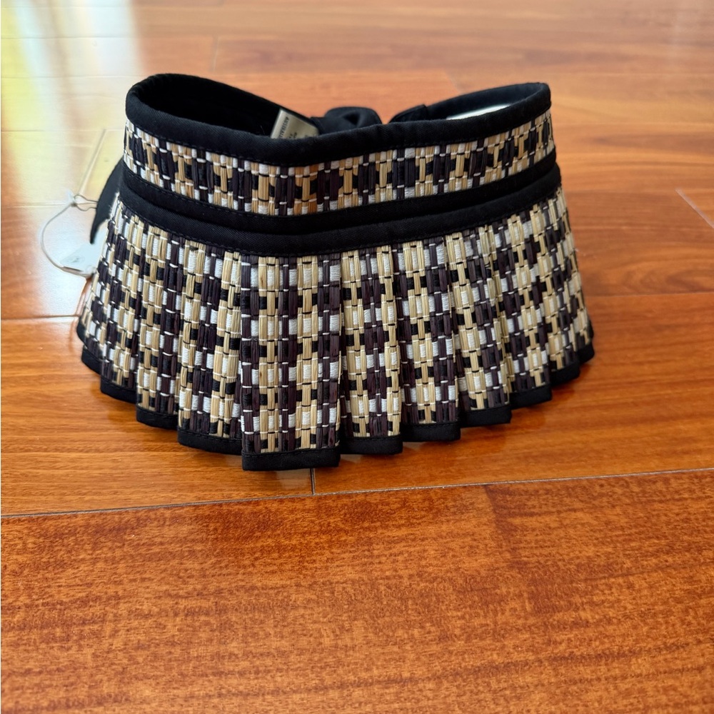 Lorna Murray visor hat accordion Woven Pleated Visor - Black and Beige